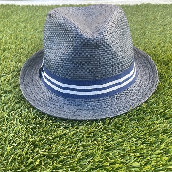 Navy colored fedora | straw material | Unworn - Picture 5 of 6
